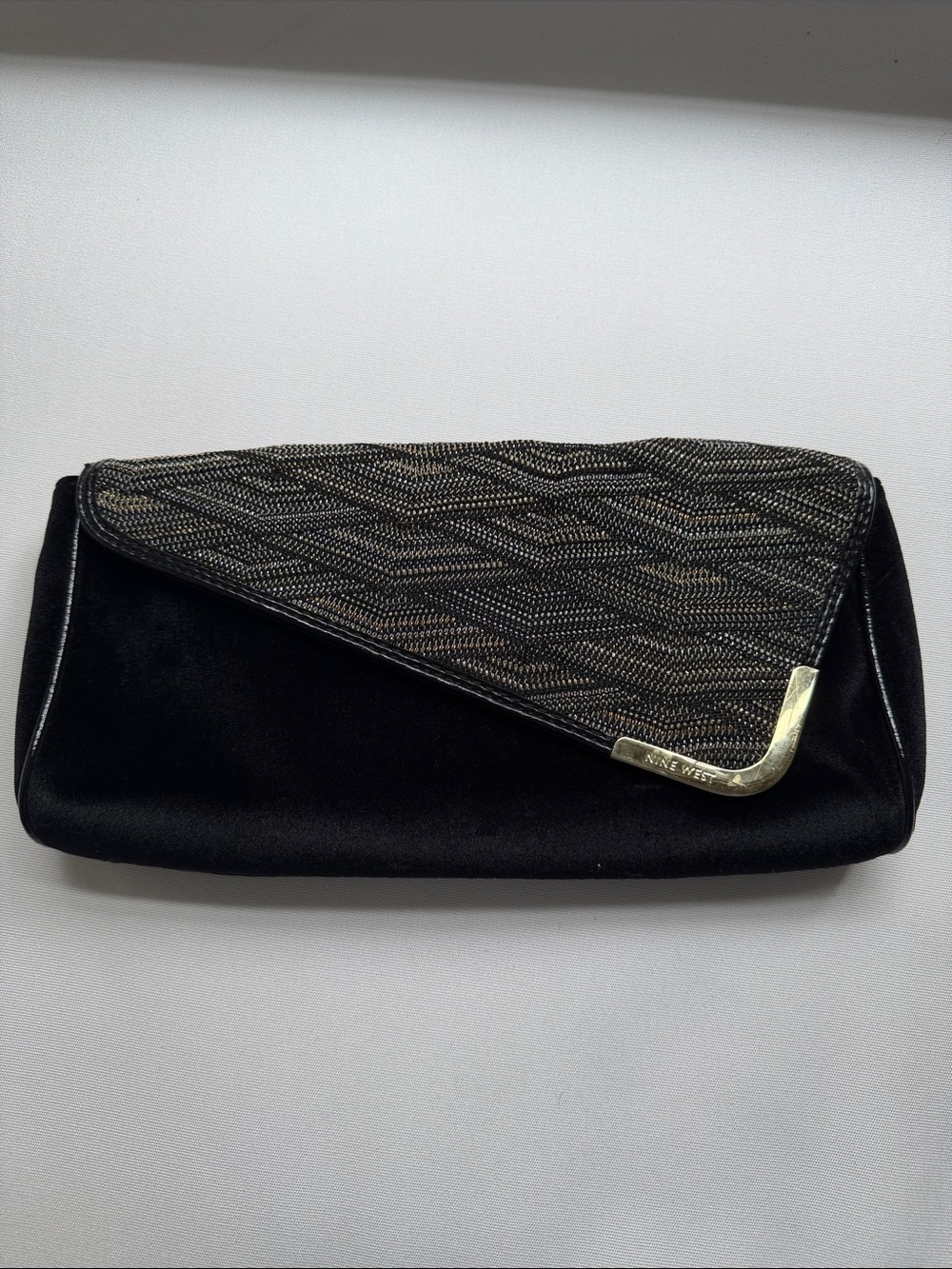 Nine West Black Clutch with Metallic Accent Flap